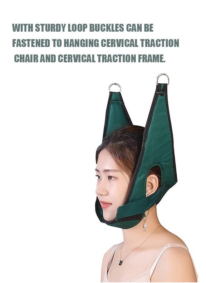 Beauenty Neck Stretcher Strap Cervical Traction Device, Spine Chiropractic Decompression Tool with Chin Belt, Neck Pain Relief Physical Therapy AIDS for Neck Decompressor (Green)  - Image 2