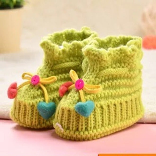 Qi Ta Handmade Knitted Baby Socks Shoes for Newborns, Cotton Breathable Anti-Slip Cartoon Booties, 0-3-6 Months, Spring Autumn - Image 1