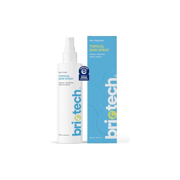 BRIOTECH Topical Skin Spray, Hypochlorous Acid Spray for Sensitive Skin, HOCl Facial Mist, Full Body Support Against Irritation, Calm Redness, Soothe Foot & Scalp, 8.5 oz (1 Pack)