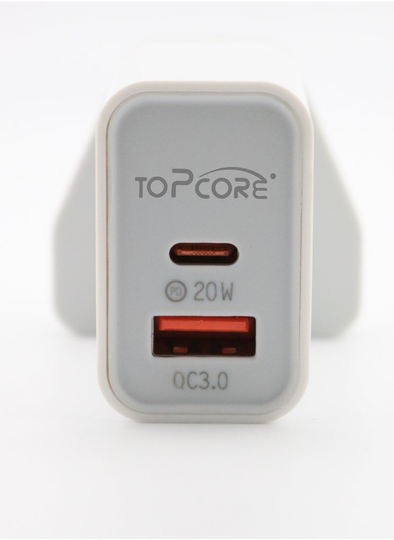 Topcore 20W USB Type C PD 3.0 Power Adapter Wall Charge and Lead Charging with Phone Fast Charger USB C Plug and Cable 1M, for iPhone 12/12 Pro/12 mini/12 Pro Max/11 Pro Max SE 2020 X XR XS 8 iPad White  - Image 3