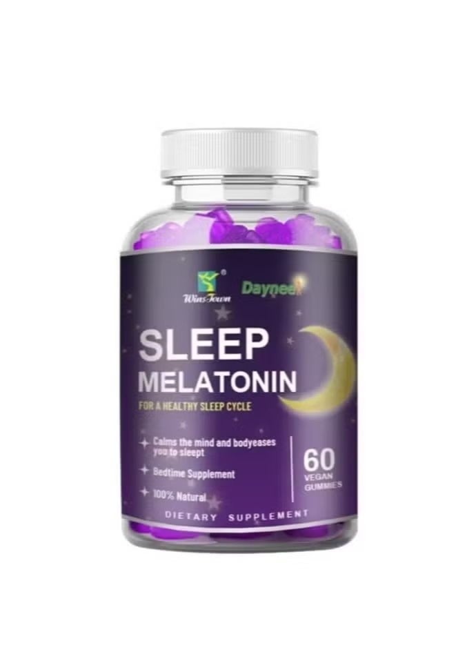 وينز تاون الميلاتونين سريع حل مساعدة النوم في الليل نكهة التوت الطبيعية نباتية غير المعدلة وراثيا الغلوتين خالية من 60 غوميز - Image 1