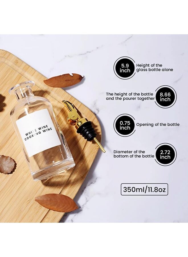 LAMAY Olive Oil Dispenser Bottles for Kitchen with Gold Pourer - Oil and Vinegar Dispenser Bottle of 350ml - Set of 2 - Image 3