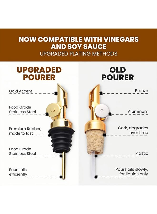 LAMAY Olive Oil Dispenser Bottles for Kitchen with Gold Pourer - Oil and Vinegar Dispenser Bottle of 350ml - Set of 2 - Image 5