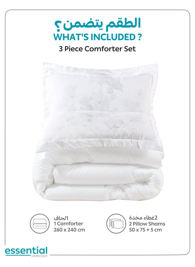 دوناتيلا طقم مفرش  3 قطع مقاس مزدوج 240 × 260 سم بحشوة ثابتة أبيض - Image 3