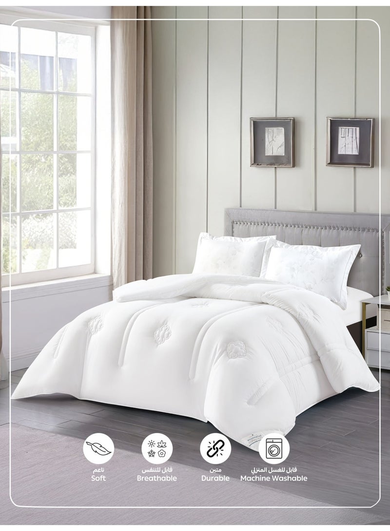Donetella Bedding Comforter Set, King Size 240x260 cm - 3-Pcs Digital Print Quilted Bed Set, Microfiber Fabric - 1 Comforter And 2 Pillow Shams - Image 5