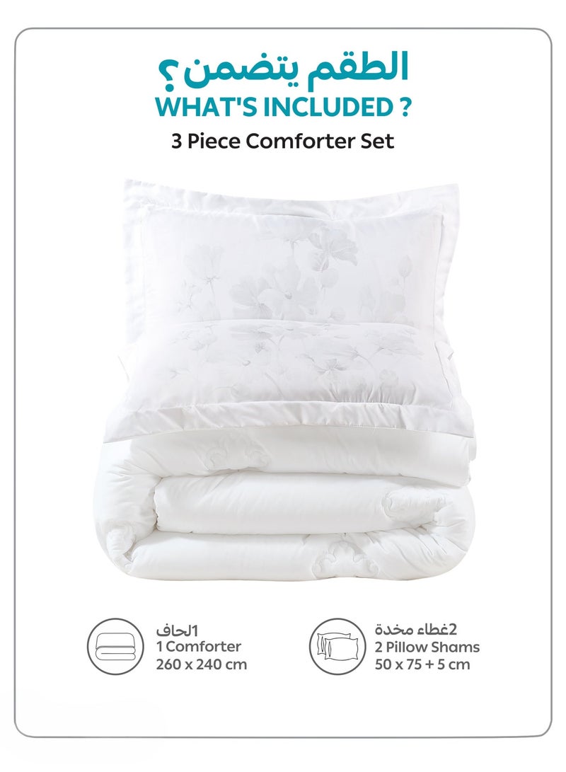 Donetella Bedding Comforter Set, King Size 240x260 cm - 3-Pcs Digital Print Quilted Bed Set, Microfiber Fabric - 1 Comforter And 2 Pillow Shams - Image 3