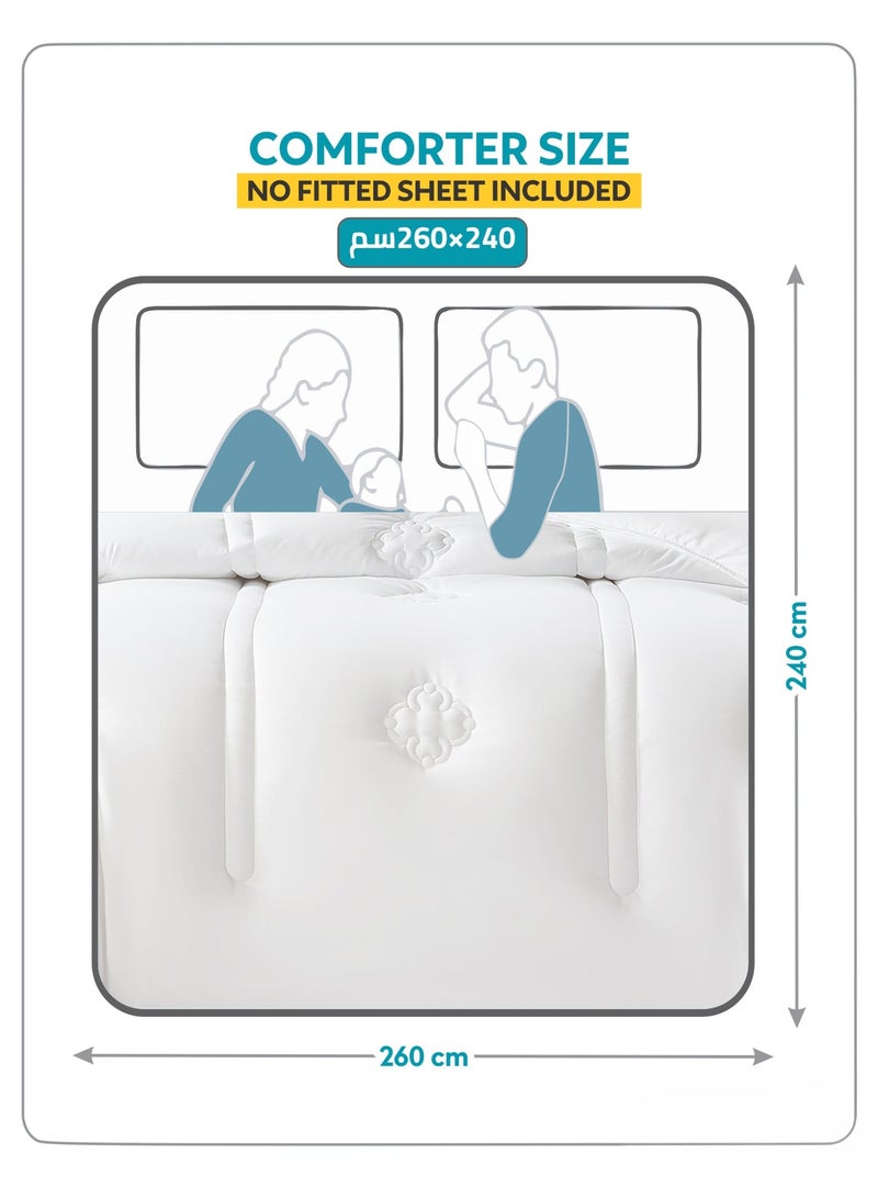 Donetella Bedding Comforter Set, King Size 240x260 cm - 3-Pcs Digital Print Quilted Bed Set, Microfiber Fabric - 1 Comforter And 2 Pillow Shams - Image 2