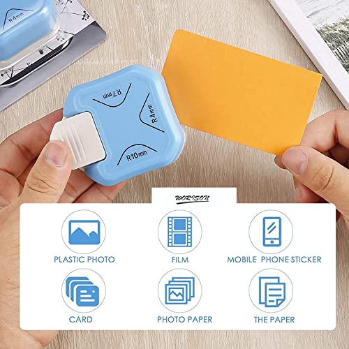 Worison 3 in 1 Corner Cutter Punch for DIY Art And Crafts, Photo Cutter, Project Book Making Size - R4mm, R7mm and R10mm, blue - Image 2