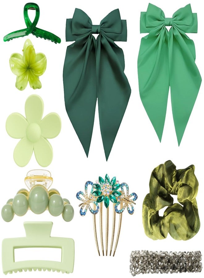 ANNACREATIONS ANNA CREATIONS 10 Pcs Hair Accessories Set - Pearl and Flower Hair Claw Clips, Large Satin Bow Hair Clips, Scrunchie, Crystal Barrette Clip & Decorative Hair Comb Perfect Combo for Girls & Women - Image 1