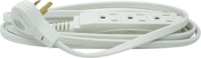 Woods SlimLine 2241 Flat Plug Extension Cord, 3-Wire, 16 gauge, 8-Foot, 3 Outlet Neutral White, Indoor Extension Cord - Image 1