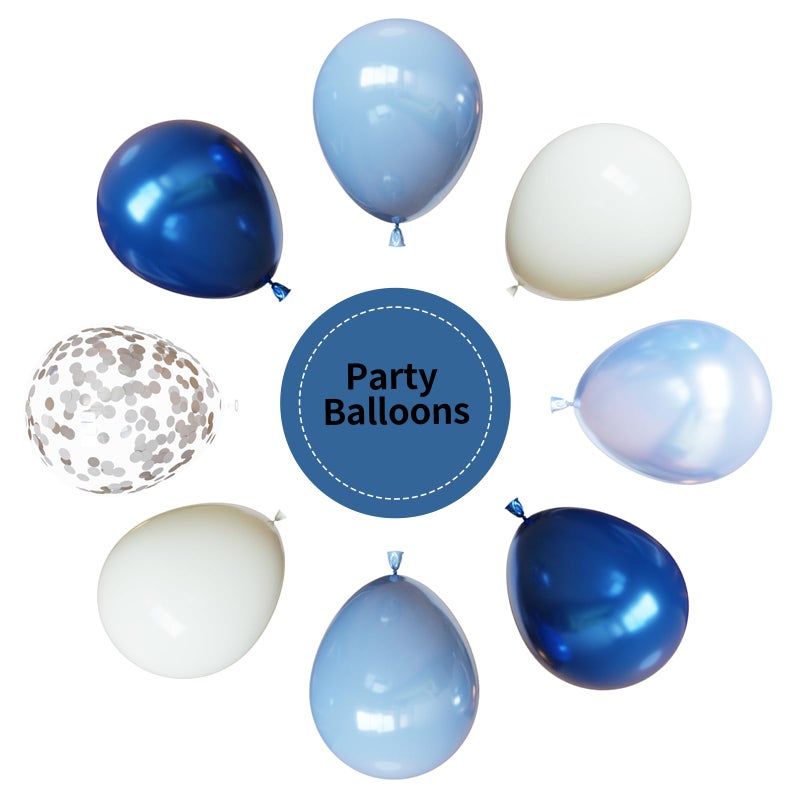YMSZ Blue And White Balloons  67Pcs 12 Inch Blue Balloon And White Silver Confetti Balloons For Baby Shower  Birthday  Bridal  Wedding Party Decoration - Image 3