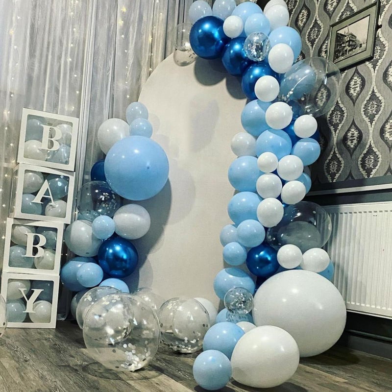 YMSZ Blue And White Balloons  67Pcs 12 Inch Blue Balloon And White Silver Confetti Balloons For Baby Shower  Birthday  Bridal  Wedding Party Decoration - Image 5
