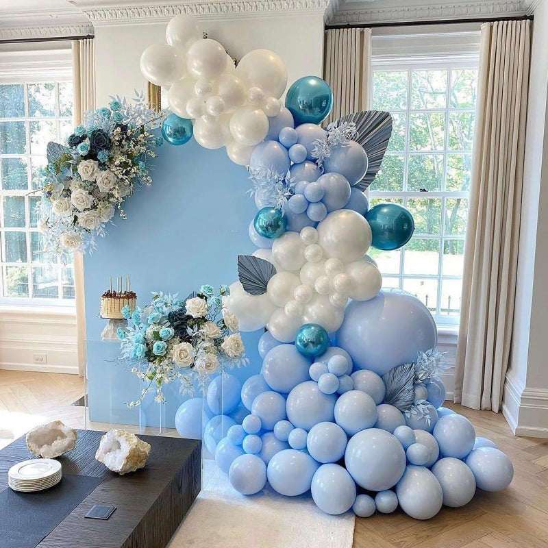 YMSZ Blue And White Balloons  67Pcs 12 Inch Blue Balloon And White Silver Confetti Balloons For Baby Shower  Birthday  Bridal  Wedding Party Decoration - Image 4