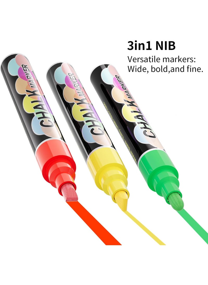 Hoxida 8 Color Liquid Chalk Window Markers for Car Glass Erasable 10mm Jumbo Chalk Markers for Cars Washable Liquid Chalkboard Chalk Markers Pen for Kids Restaurant Cars Glass Paint Auto Bistro Mirror  - Image 2
