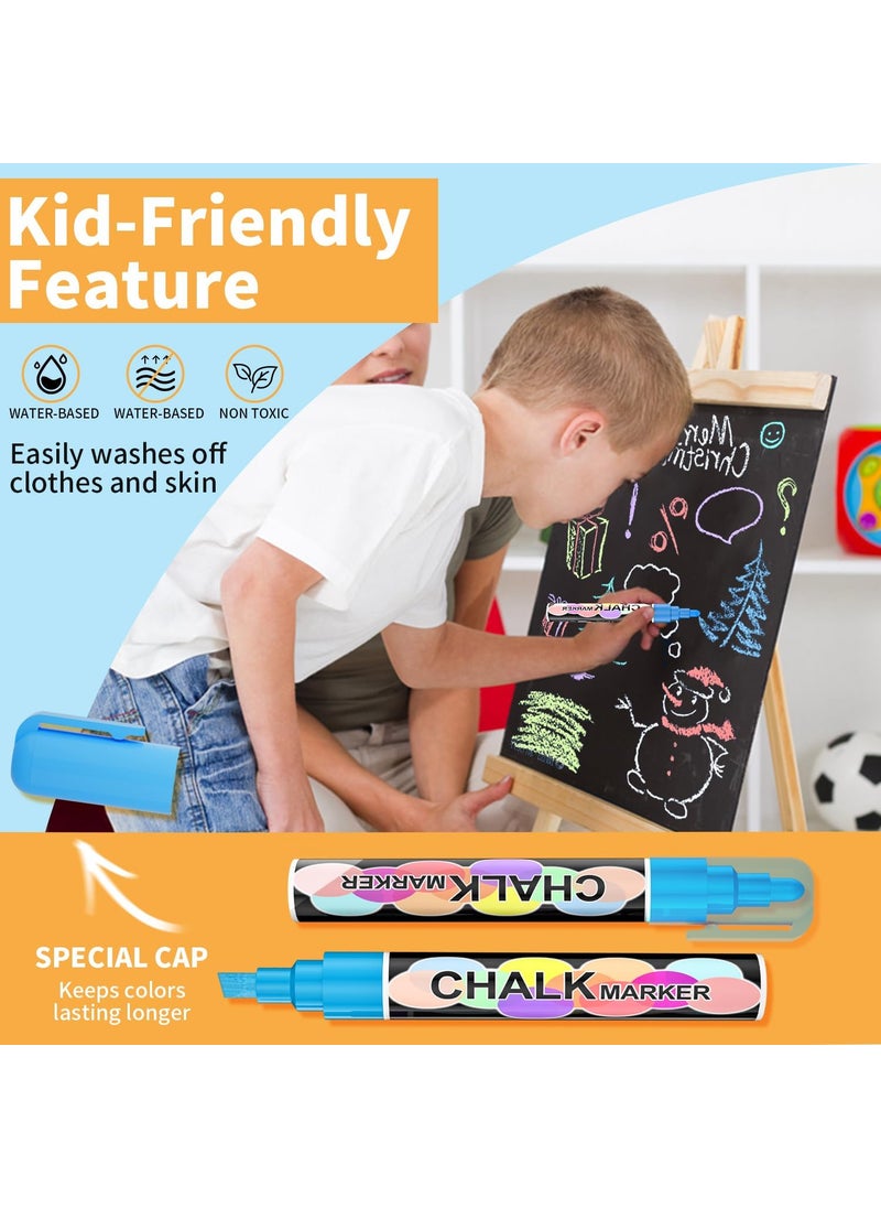 Hoxida 8 Color Liquid Chalk Window Markers for Car Glass Erasable 10mm Jumbo Chalk Markers for Cars Washable Liquid Chalkboard Chalk Markers Pen for Kids Restaurant Cars Glass Paint Auto Bistro Mirror  - Image 4
