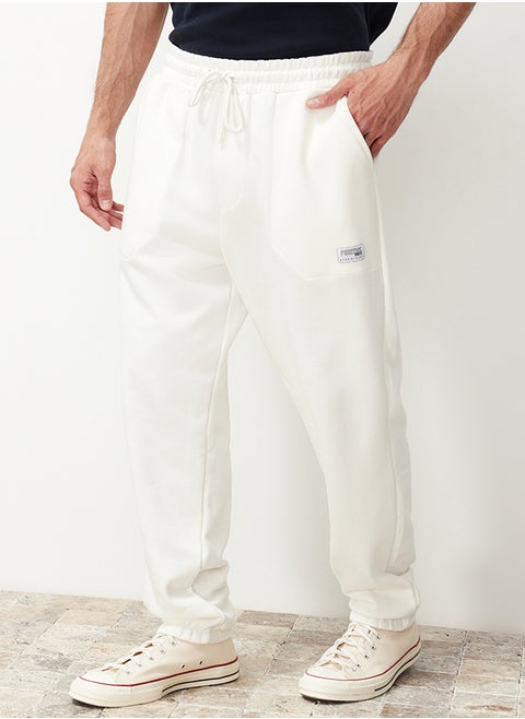 Ecru Regular Fit Label Appliqued Pockets Stitched Sweatpants TMNSS23EA00010