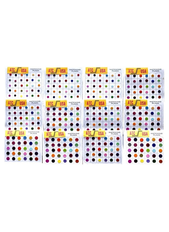ATCUSA ATC USA - 720 X Count Assorted Multi Color and Multi Size Indian Daily Use Reusable Forehead Bindi Round Dot temporary Tattoo Body Art Sticker  - Image 1