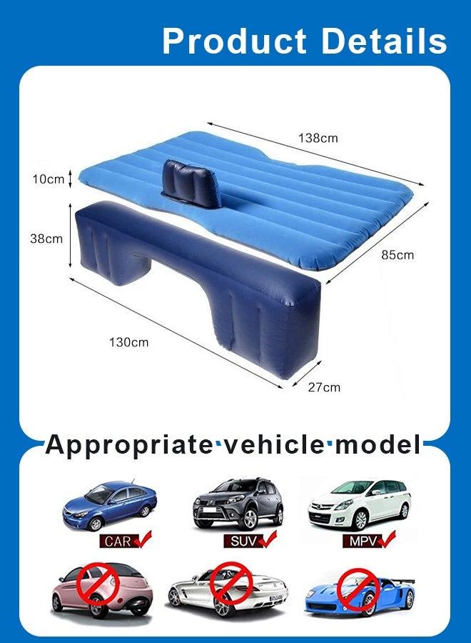 Car Air Mattress, Removable Black Backseat Air Bed with Air-Pump, Portable Car Travel Bed with Pillows Multifunctional Inflatable Car Air Bed - Image 5