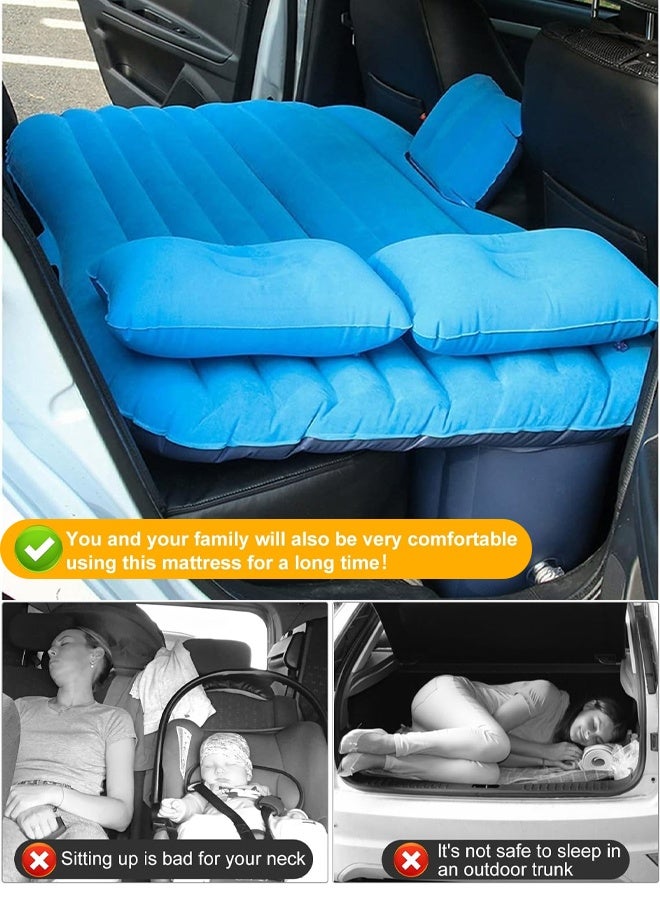 Car Air Mattress, Removable Black Backseat Air Bed with Air-Pump, Portable Car Travel Bed with Pillows Multifunctional Inflatable Car Air Bed - Image 2