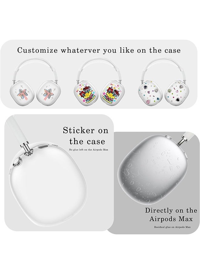 Generic - 4 in 1 Case Cover for AirPods Max Headphones, Anti-Scratch Ear Pad Case Cover/Ear Cups Cover/Headband Cover/Top Pad Protector, Clear Soft Silicone, Skin Scratch Proof, White & Clear - Image 1