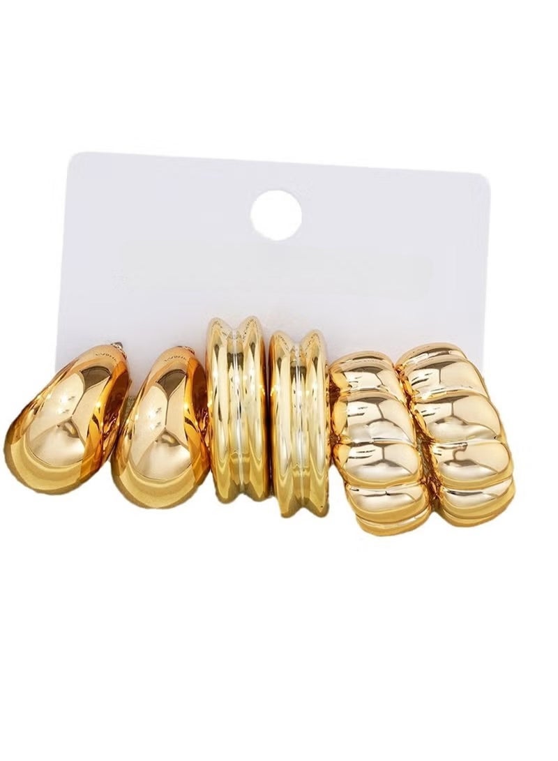 Huitich Elegant Gold Colour Tone CCB Earrings 3-Piece Fashion Set  - Image 1