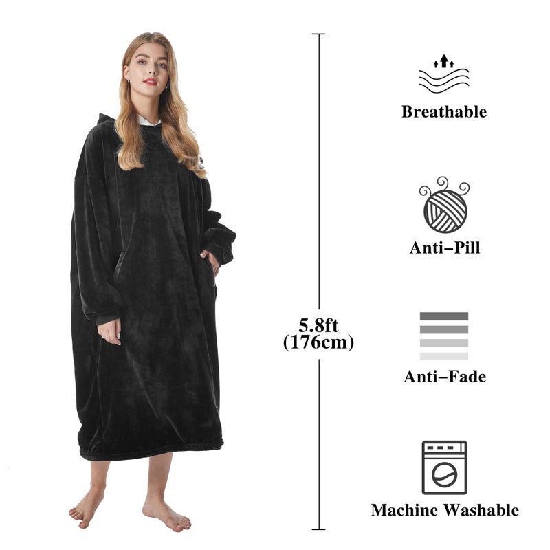 Felicigeely Hoodie Blanket  Long Wearable Blanket Sweatshirt for Adults Women Men Warm Cozy Thick Oversized Blanket Hoodie with Pockets and Sleeves Gift for Her Mom Girls - Image 5