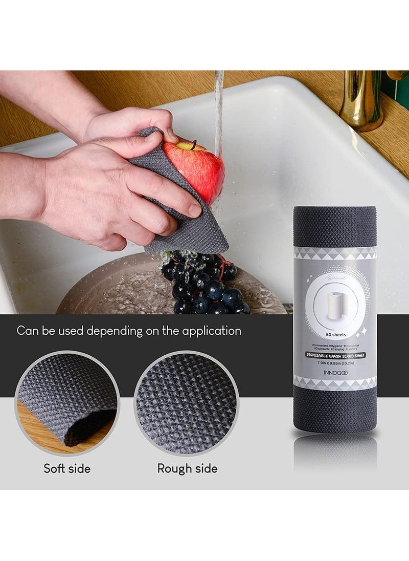 Disposable Cleaning Sheets, Scrubber Sheets, Kitchen Cleaning Pads, Multipurpose Dishwashing Anti-Scratch Home Cleaning, Cleaning Supplies 60 Sheets (2pcs_1set)