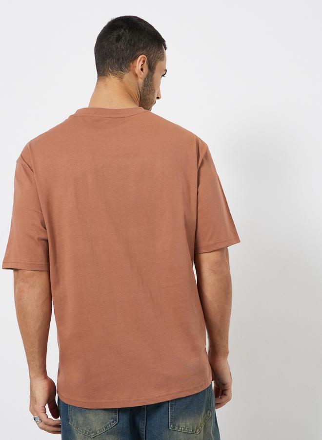 Styli Men Brown Celestial Graphic Oversized T-Shirt - Image 4