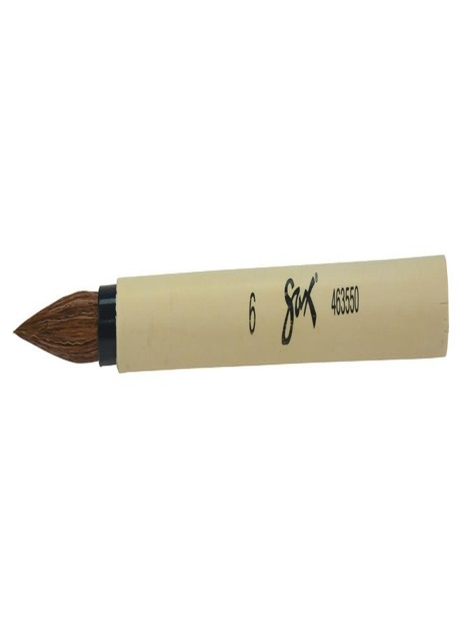 School Specialty Fine Brown Hair Bamboo Handle Watercolor Paint Brush, Size 6 - Image 1