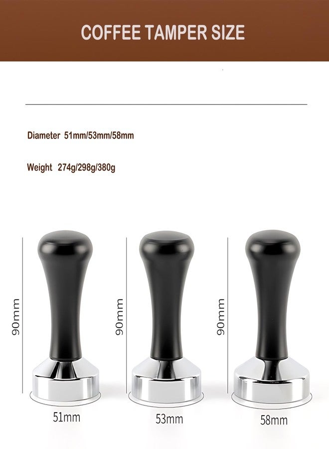 HymoConn Espresso Tamper 51mm Coffee Tamper Tool Espresso Tamp Press Set, 90x51mm, Solid Wood, Stainless steel, Espresso Accessories for Barista, Cafe, Coffe Grounds (51mm) - Image 4
