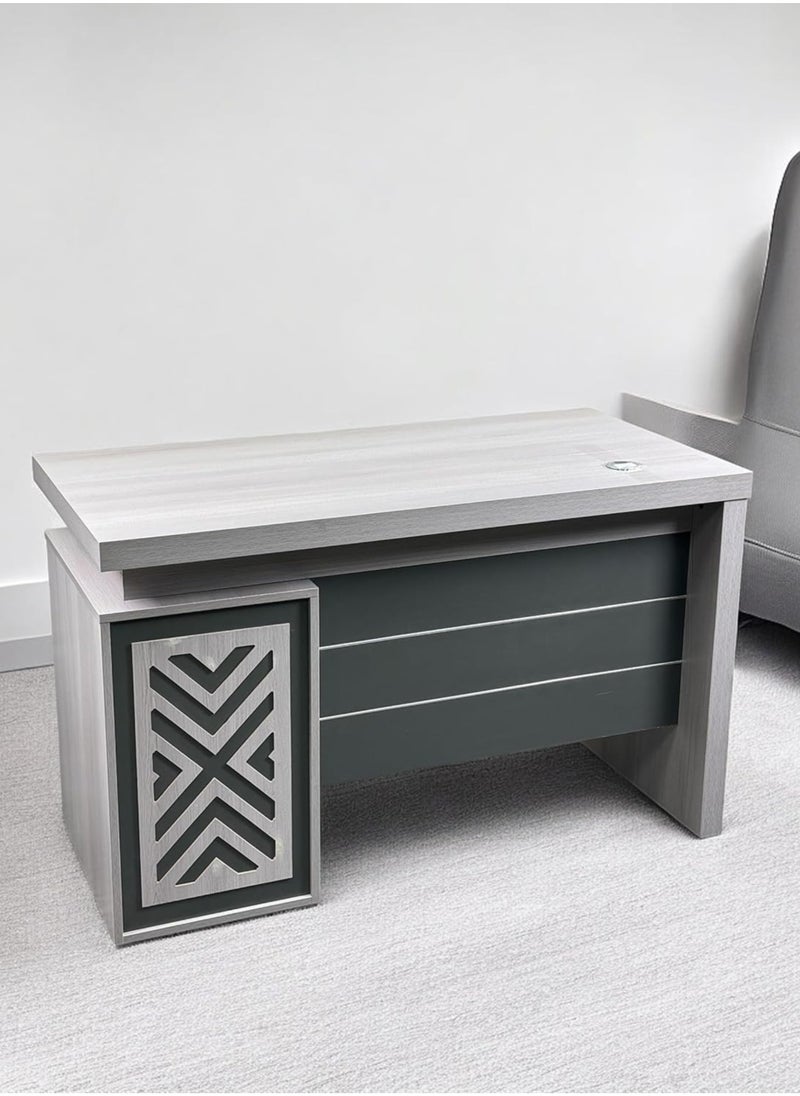 KARNAK - Karnak Hamilton Executive Office Desk With Drawers Gaming Desk, Computer Study Table, Book Storage Grey 120cm - Image 1