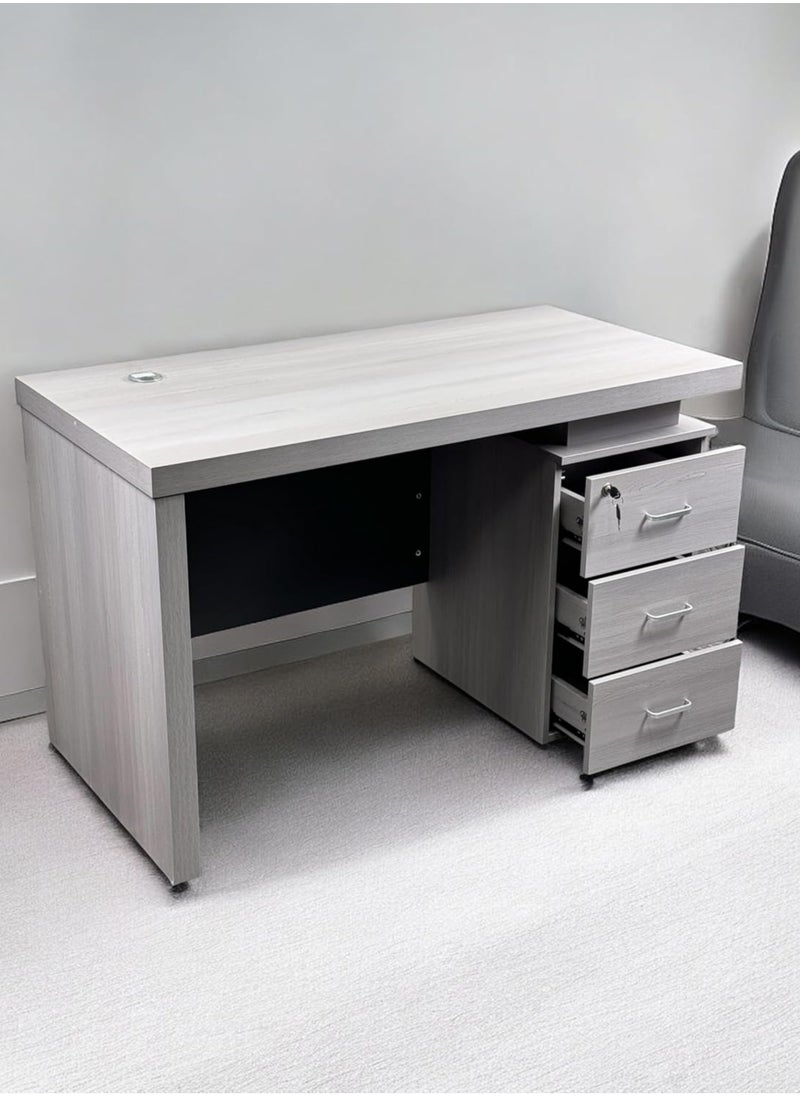 KARNAK - Karnak Hamilton Executive Office Desk With Drawers Gaming Desk, Computer Study Table, Book Storage Grey 120cm - Image 1