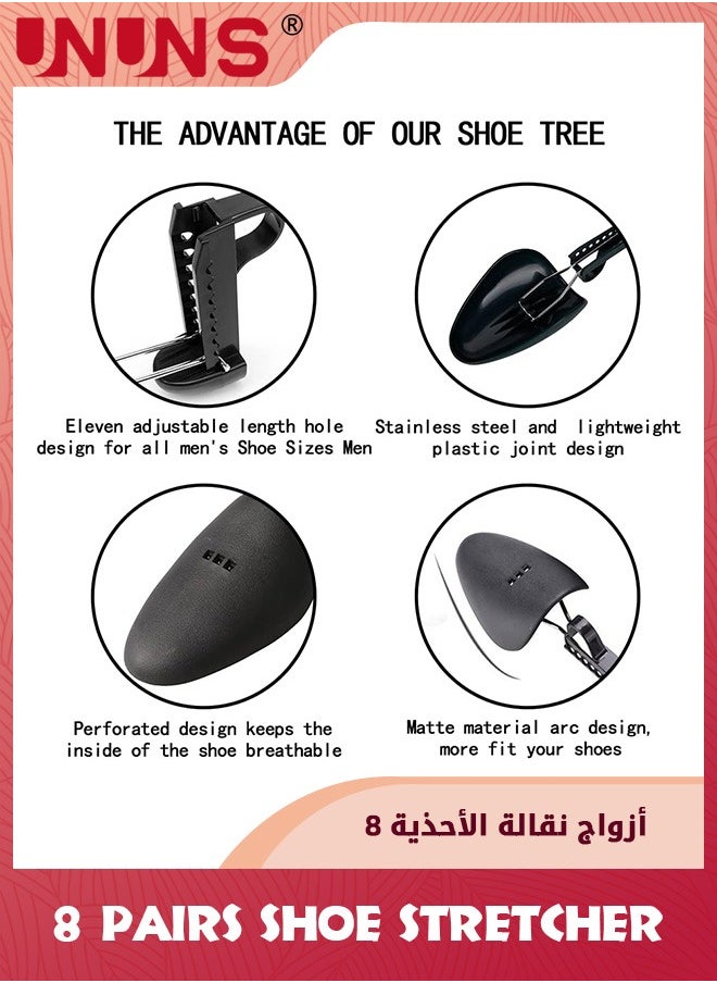 UNUNS مُطوِّل حذاء، 8 أزواج من البلاستيك طويل القابل للتعديل لمُطوِّل حذاء الرجال، مُطوِّلات الأحذية واسعة القدم مُطوِّل شجرة الحذاء لتشكيل الرجال مع زنبرك توتر لجل معظم الأحذية، أسود  - Image 4