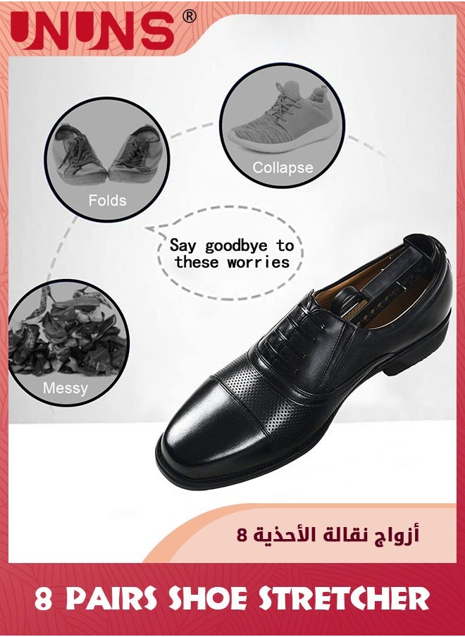 UNUNS مُطوِّل حذاء، 8 أزواج من البلاستيك طويل القابل للتعديل لمُطوِّل حذاء الرجال، مُطوِّلات الأحذية واسعة القدم مُطوِّل شجرة الحذاء لتشكيل الرجال مع زنبرك توتر لجل معظم الأحذية، أسود  - Image 3