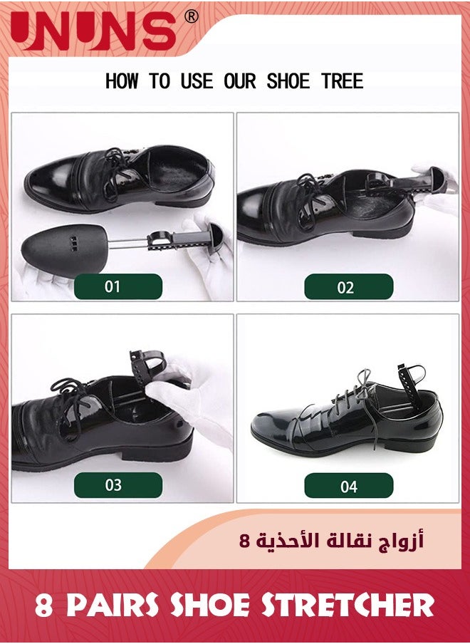 UNUNS مُطوِّل حذاء، 8 أزواج من البلاستيك طويل القابل للتعديل لمُطوِّل حذاء الرجال، مُطوِّلات الأحذية واسعة القدم مُطوِّل شجرة الحذاء لتشكيل الرجال مع زنبرك توتر لجل معظم الأحذية، أسود  - Image 5