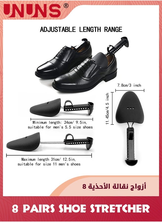 UNUNS مُطوِّل حذاء، 8 أزواج من البلاستيك طويل القابل للتعديل لمُطوِّل حذاء الرجال، مُطوِّلات الأحذية واسعة القدم مُطوِّل شجرة الحذاء لتشكيل الرجال مع زنبرك توتر لجل معظم الأحذية، أسود  - Image 2