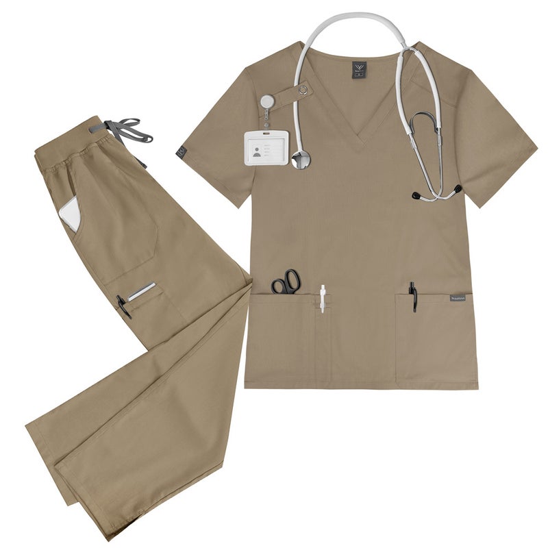 42020-Milk Tea Medical Scrubs Set - High-Quality ICU Surgical Uniforms