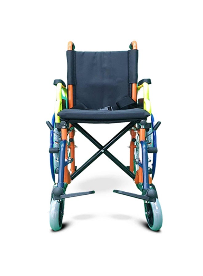 ريهامو Rehamo Neo Pediatric Lightweight Foldable Wheelchair 14 Inch For Children, Multi-Functional, Manual Folding w/Safety Belt, Swing-Away Foot Support w/Straps | Multi Color Frame - Image 4