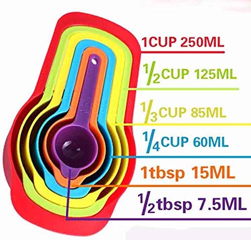 Sakoraware Measuring Cups and Spoons Set, Measuring Cup Kitchen Accessories Cups and Spoons for Baking Essentials Cooking Set, 6 pcs, Multicolor - Image 2