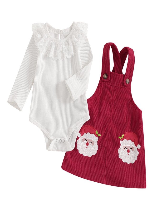 Socutebabe طقم ملابس Socutebabe My First Christmas للرضع (رومبير دانتيل وتنورة من قماش الكوردروي بتصميم سانتا كلوز، مقاس 12-18 شهرًا) - Image 1