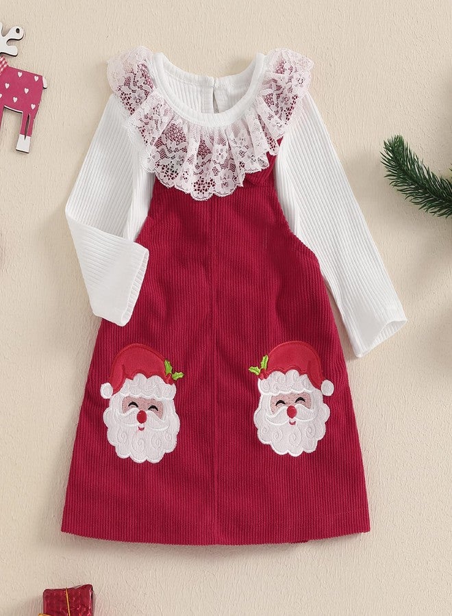 Socutebabe طقم ملابس Socutebabe My First Christmas للرضع (رومبير دانتيل وتنورة من قماش الكوردروي بتصميم سانتا كلوز، مقاس 12-18 شهرًا) - Image 2
