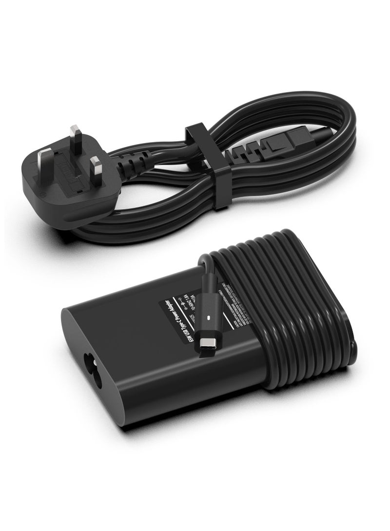 USB C 65W Laptop Charger for DELL Latitude 5430 7430 5420 5520 5410 5530 5330 7320 7420 2-in-1, DELL XPS 13 15 9350 9360 9365 9370 9380, Chromebook 3100 3380 3400 Type C Computer Power Adapter Cord