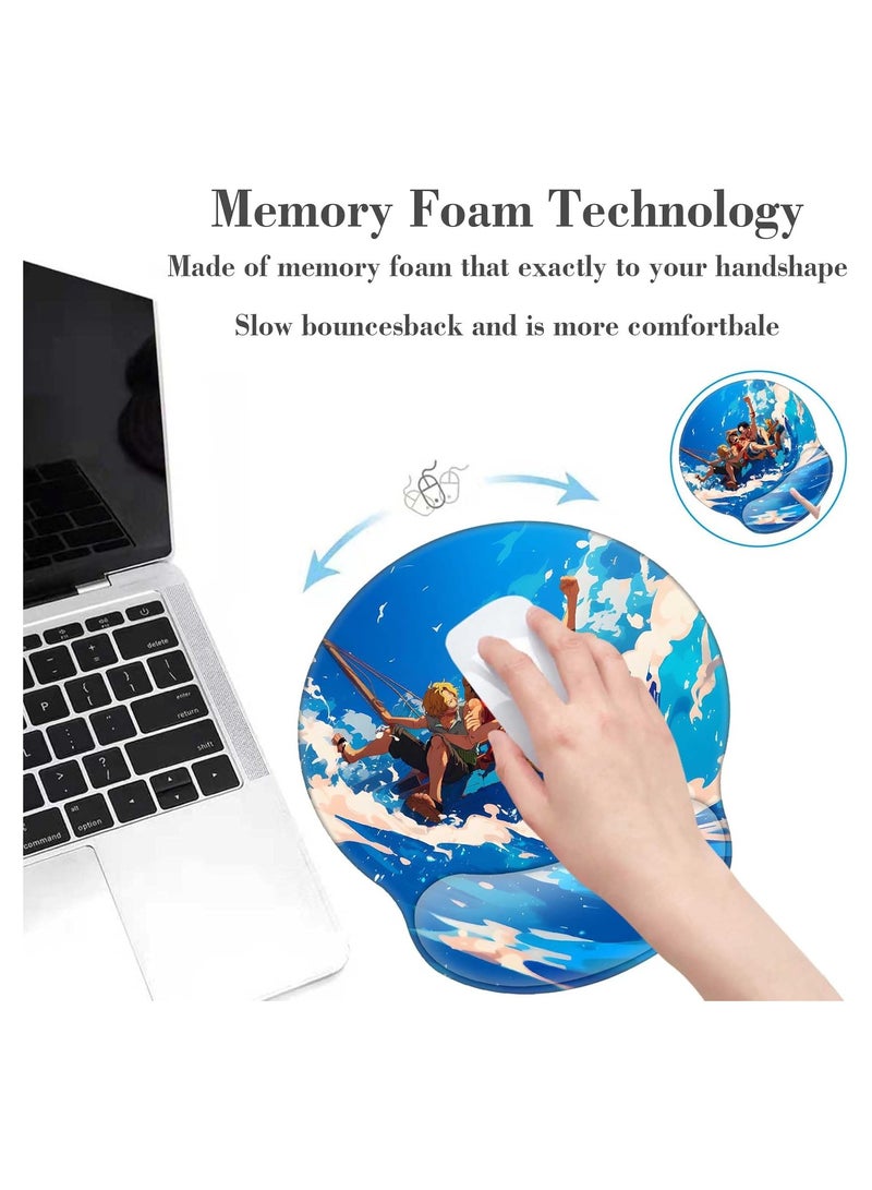 عام وسادة ماوس أنيمي لطيفة مع دعامة للمعصم، قاعدة مطاطية مانعة للانزلاق، وسادة ماوس مريحة للألعاب - وسادة ماوس مريحة مع دعامة للمعصم - Image 4