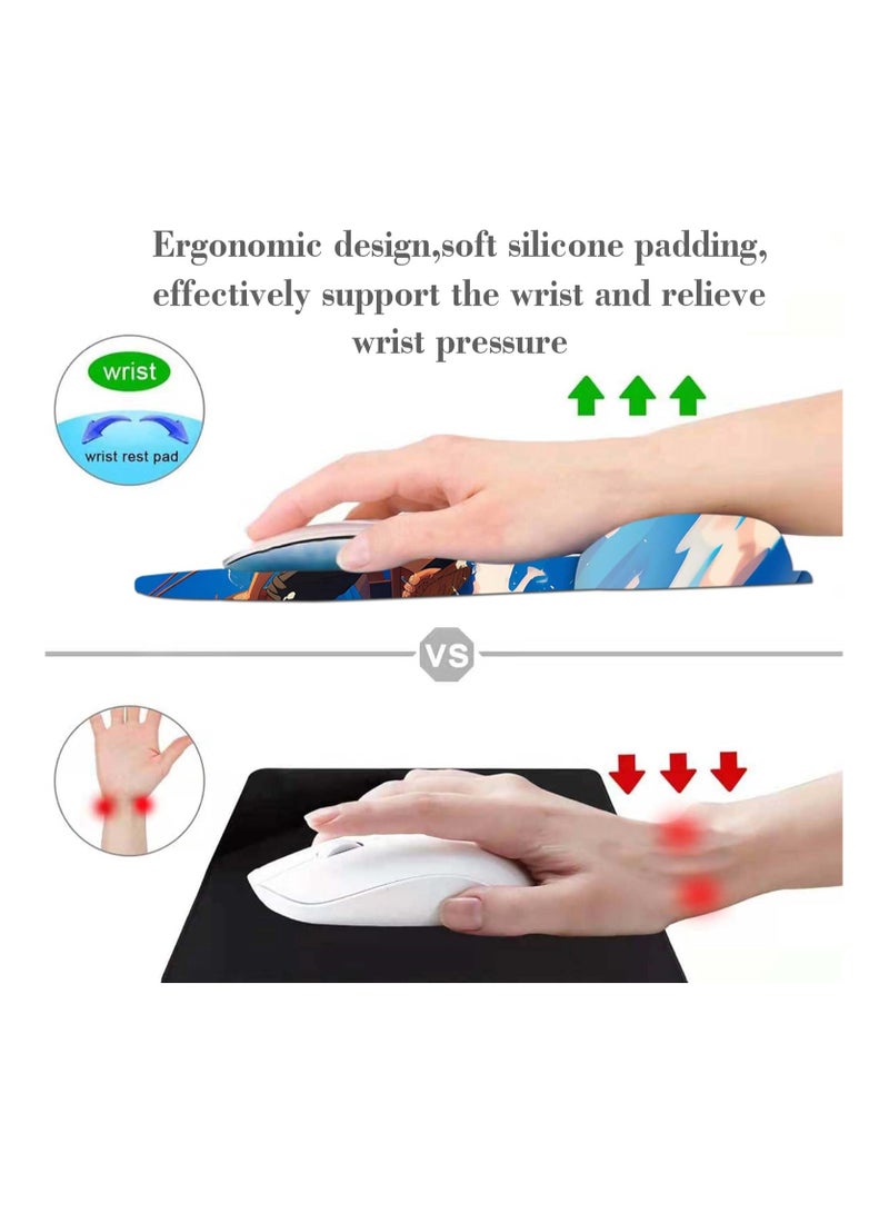 عام وسادة ماوس أنيمي لطيفة مع دعامة للمعصم، قاعدة مطاطية مانعة للانزلاق، وسادة ماوس مريحة للألعاب - وسادة ماوس مريحة مع دعامة للمعصم - Image 2
