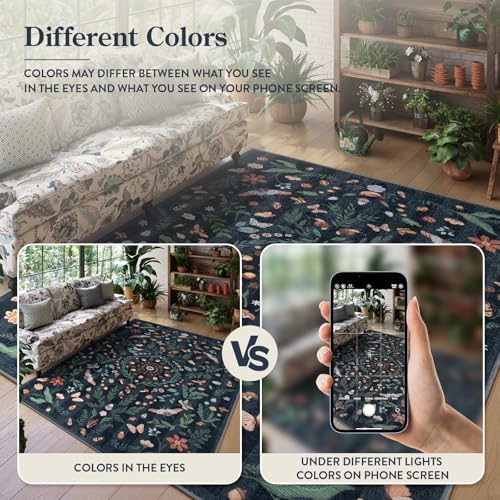 La Home Lahome Insect Botanical 2x6 Washable Rug Runners for Hallways Non Slip, Black Bathroom Kitchen Runner Rugs Non Skid, Soft Non-Slip Entryway Indoor Carpet for Laundry Bedroom - Image 5
