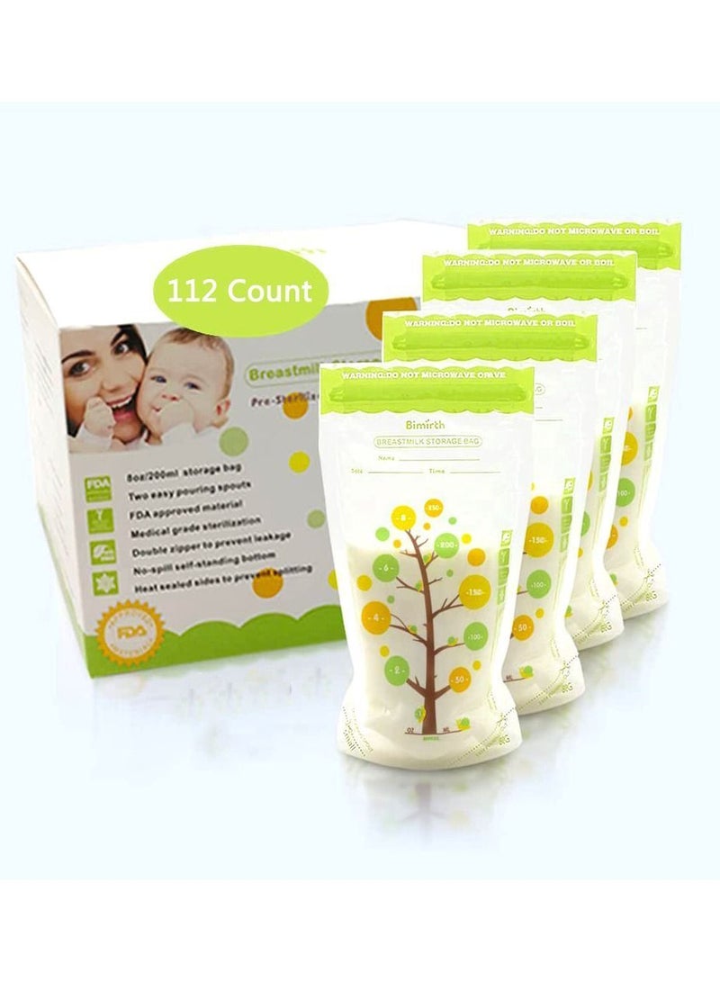 Bimirth 112 Count Breastmilk Storage Bags BPA-free Milk & Freezing Bag Container, 200ml Capacity Breast Fresh for Baby Infants Newborn - Image 1
