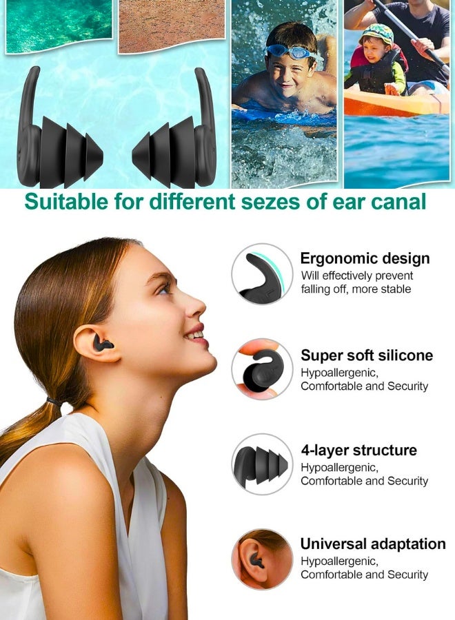 Chase Up Swimming Ear Plugs, 3 Pairs Waterproof Reusable Silicone Swim Earplugs for Swimming Surfing Snorkeling and Other Water Sports - Image 2