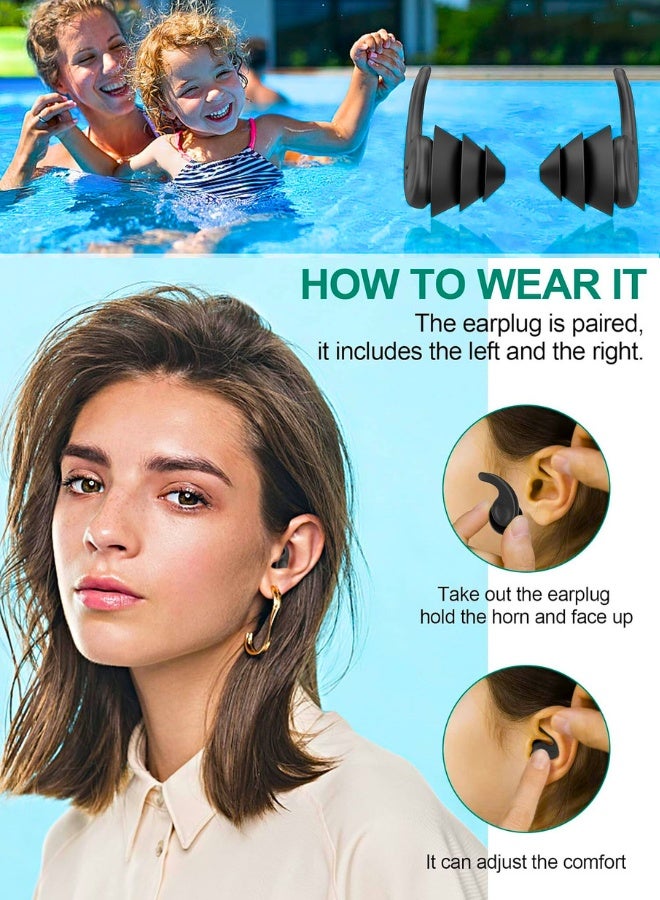 Chase Up Swimming Ear Plugs, 3 Pairs Waterproof Reusable Silicone Swim Earplugs for Swimming Surfing Snorkeling and Other Water Sports - Image 3