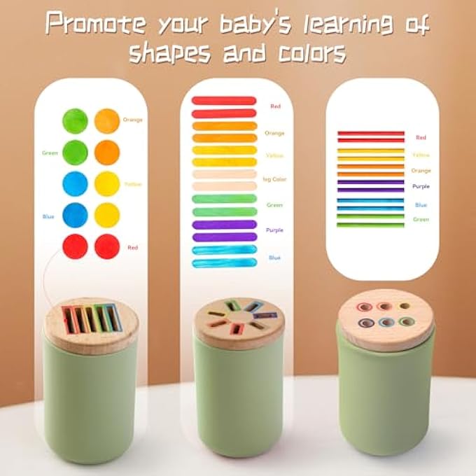 MONTESSORI TOY FROM 1 YEAR, 3-IN-1 SILICONE MONTESSORI TOY WITH WOODEN LID SENSORY TOY MOTOR SKILLS TOY GIFT FOR TODDLERS - Image 4