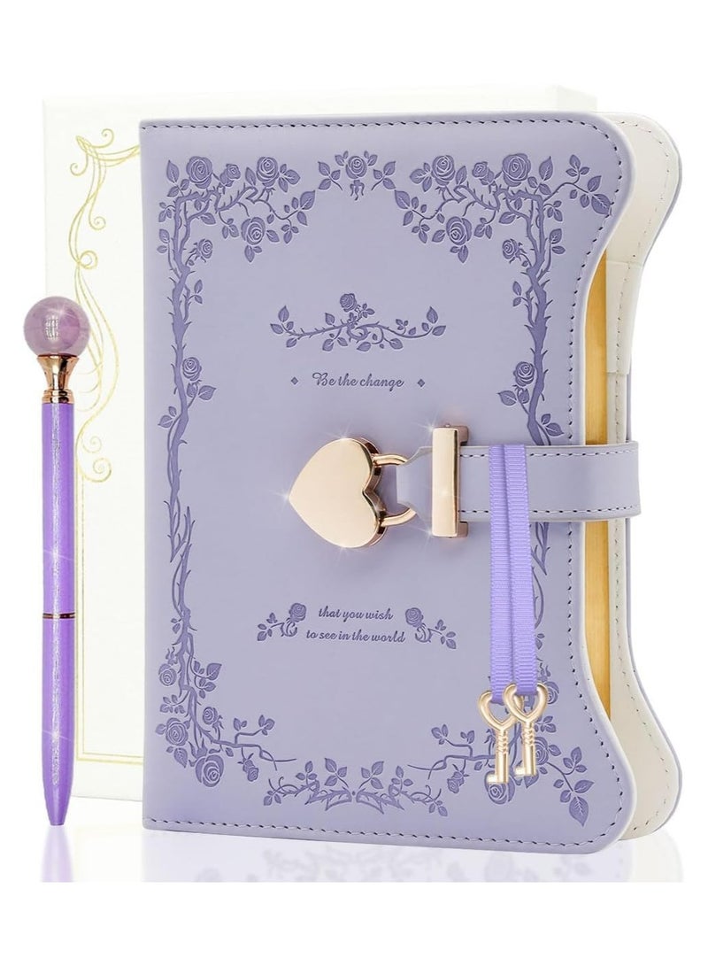 CMGTYYD. مذكرات مع قفل ومفاتيح للفتيات والنساء، 360 صفحة دفتر يوميات مع قفل للفتيات أفكار هدايا للفتيات، مذكرات للفتيات بقفل مع قلم، مجموعة مذكرات لطيفة للفتيات المراهقات من سن 8-12 سنة (أرجواني خزامي) - Image 1